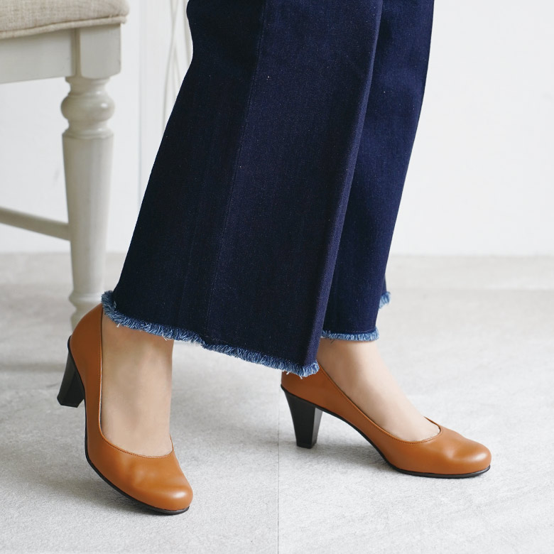 ハイヒール・パンプス ネイビー/ブラウン OT2590】ラウンドトゥ パンプス：ネイビーE 26.0cm | 230 by MAMIAN