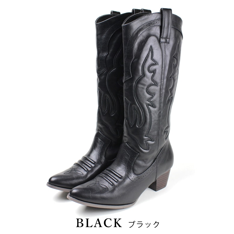 STACCOTO ウエスタンブーツ ウエスタンブーツ 本スタック 合皮 5cmヒール