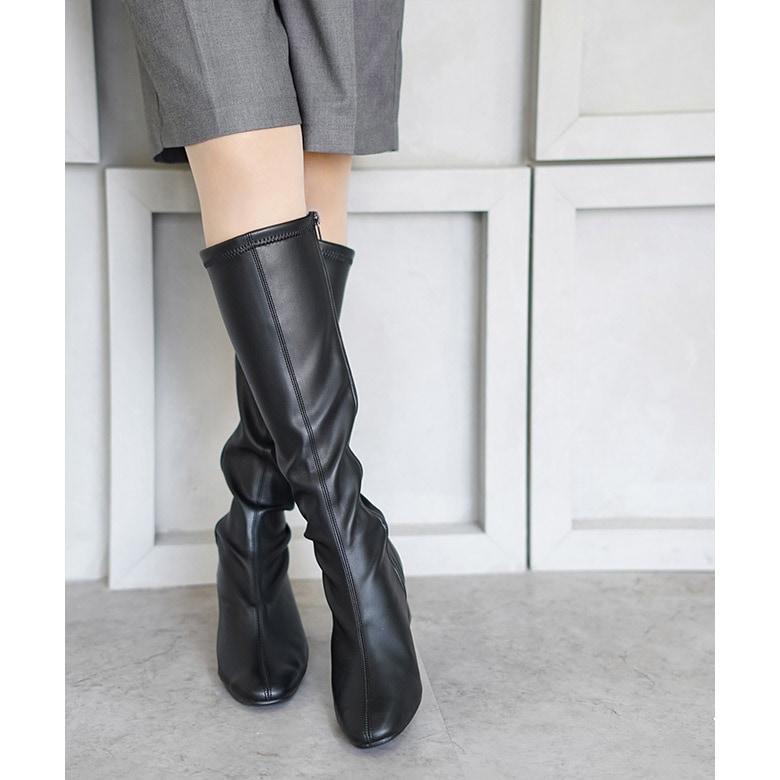 日本製 ストレッチロングブーツ 5.5cmヒール