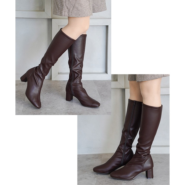 日本製 ストレッチロングブーツ 5.5cmヒール