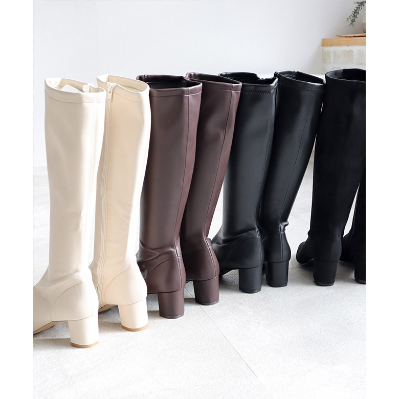 日本製 ストレッチロングブーツ 5.5cmヒール