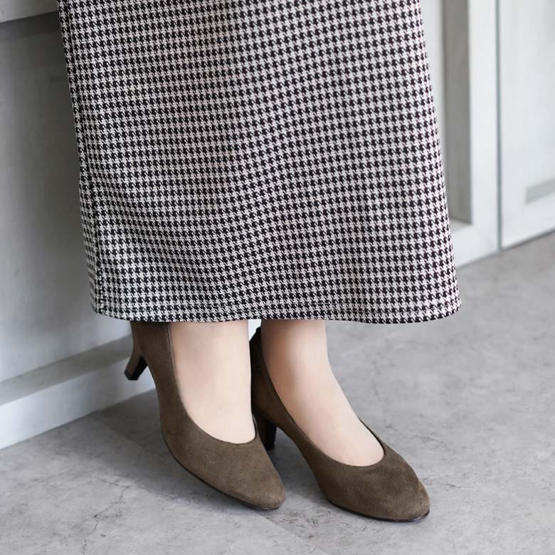 晴雨兼用 ラウンドトゥプレーンパンプス レイン 6cmヒール