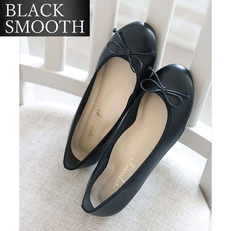 日本製 リボン ラウンドバレエシューズ 2.5cmヒール