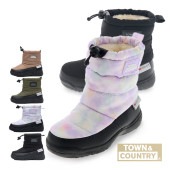 キッズ ジュニア ダウンブーツ スノーブーツ 防水 防寒 軽量 子供靴 TOWN&COUNTRY R44500-39 ベージュ/タイダイパープル/ブラック/カーキ|ブーツ・スノーシューズ|キッズ