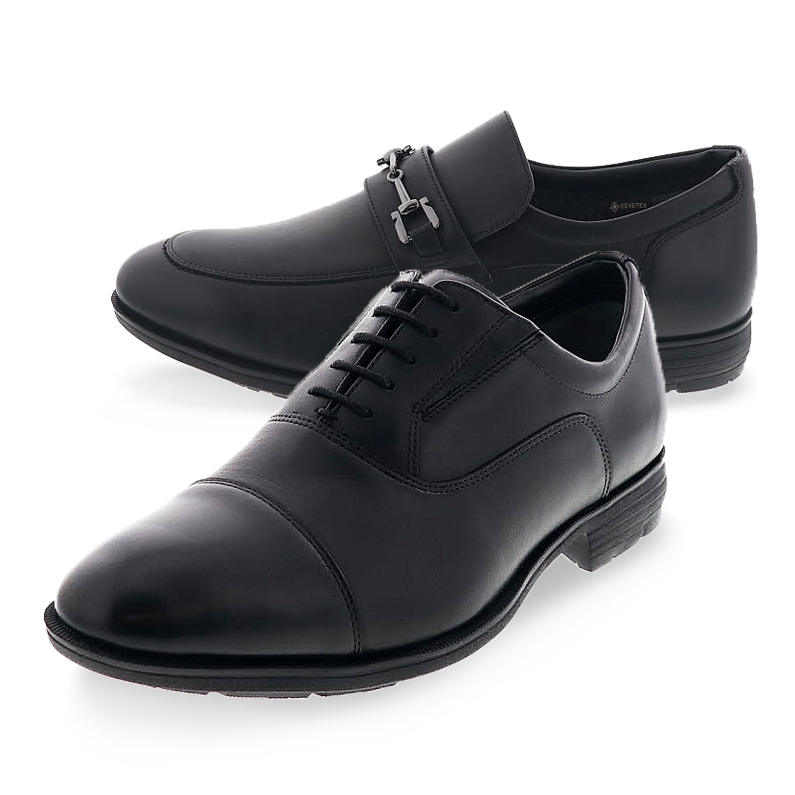 テクシーリュクス メンズ ビジネスシューズ GORE-TEX 防水 ゆったり幅広4E 消臭 TU-8005 008 ストレートチップ / TU-8007 008 ビットスリッポン 黒 ブラック