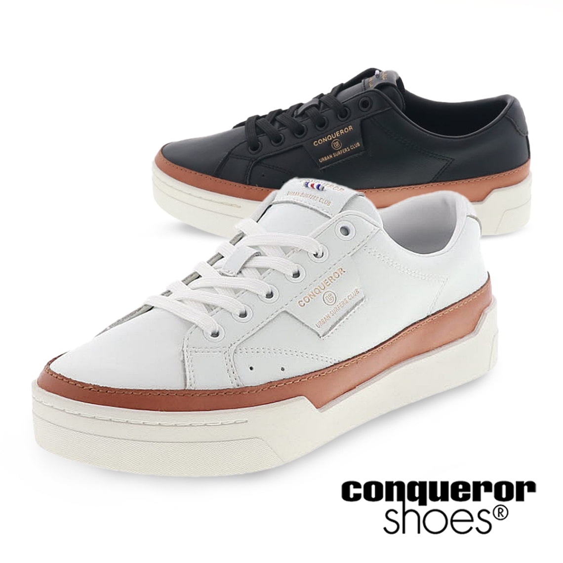 コンカラー シューズ チェスター メンズ スニーカー カジュアル コートシューズ conqueror shoes CHESTER 90175 ホワイト / 90270 ブラック