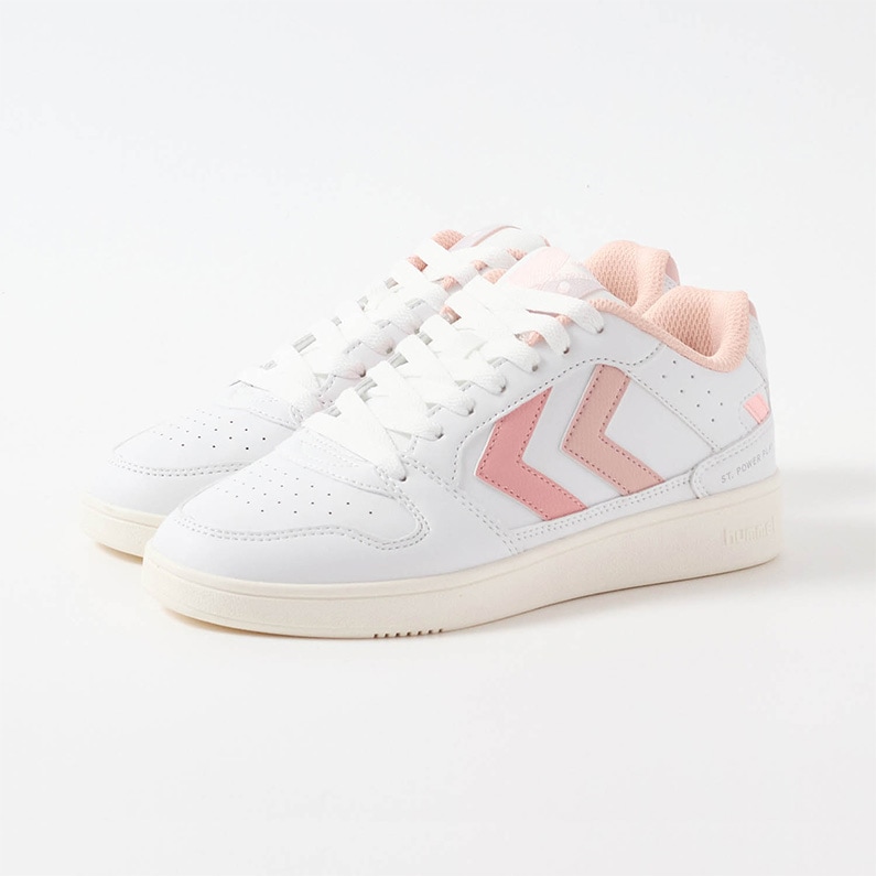 ヒュンメル hummel ST パワープレー レディース スニーカー ST.POWER PLAY WMNS LZD 227961 9409 ホワイト×ローズ BRIGHT WHITE/CHINTZ ROSE