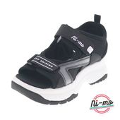 Ni-mo ニーモ ガールズサンダル ジュニアシューズ スポサン 女の子 キッズサンダル 厚底 ベルト NMJ130 SPORTY SANDAL ブラック 黒|サンダル|キッズ