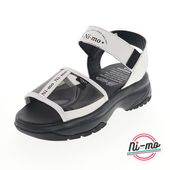 Ni-mo ニーモ ガールズサンダル ジュニアシューズ スポサン 女の子 キッズサンダル クリア 厚底 ベルト NMJ131 CLEAR SANDAL ホワイト/ブラック|サンダル|キッズ