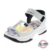 Ni-mo ニーモ ガールズサンダル ジュニアシューズ スポサン 女の子 キッズサンダル クリア 厚底 ベルト NMJ131 CLEAR SANDAL ミント/アニマル|サンダル|キッズ
