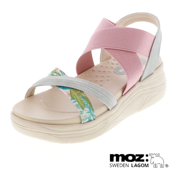 MOZ モズ 25005 靴 レディースサンダル ストラップ ゴムベルト 厚底サンダル リゾート 夏 軽量 ピンク S M L LL