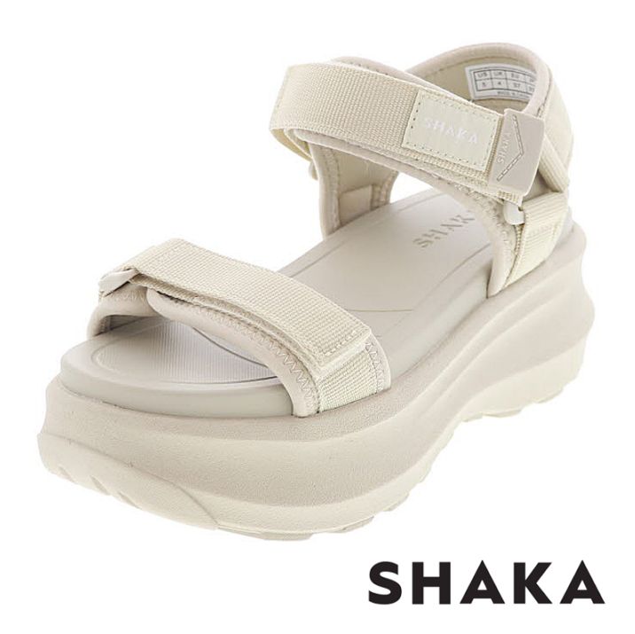 SHAKA シャカ ネオバンジー レディースサンダル 厚底 スポサン ベルクロベルト ストラップ SK-323 NEO BUNGY S CHUNKY GES LINEN リネン