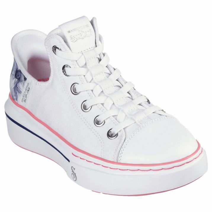 SKECHERS スケッチャーズ スリップインズ スヌープ ワン ボス ライフ キャンバス レディース スニーカー 厚底 186000 ホワイト×ブルー×ピンク WBLP