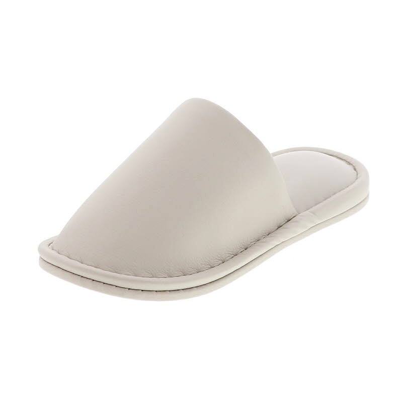 スリッパ　ベージュ つや消しビニールレザー メンズLサイズ　滑り止め付　AAAA-6911