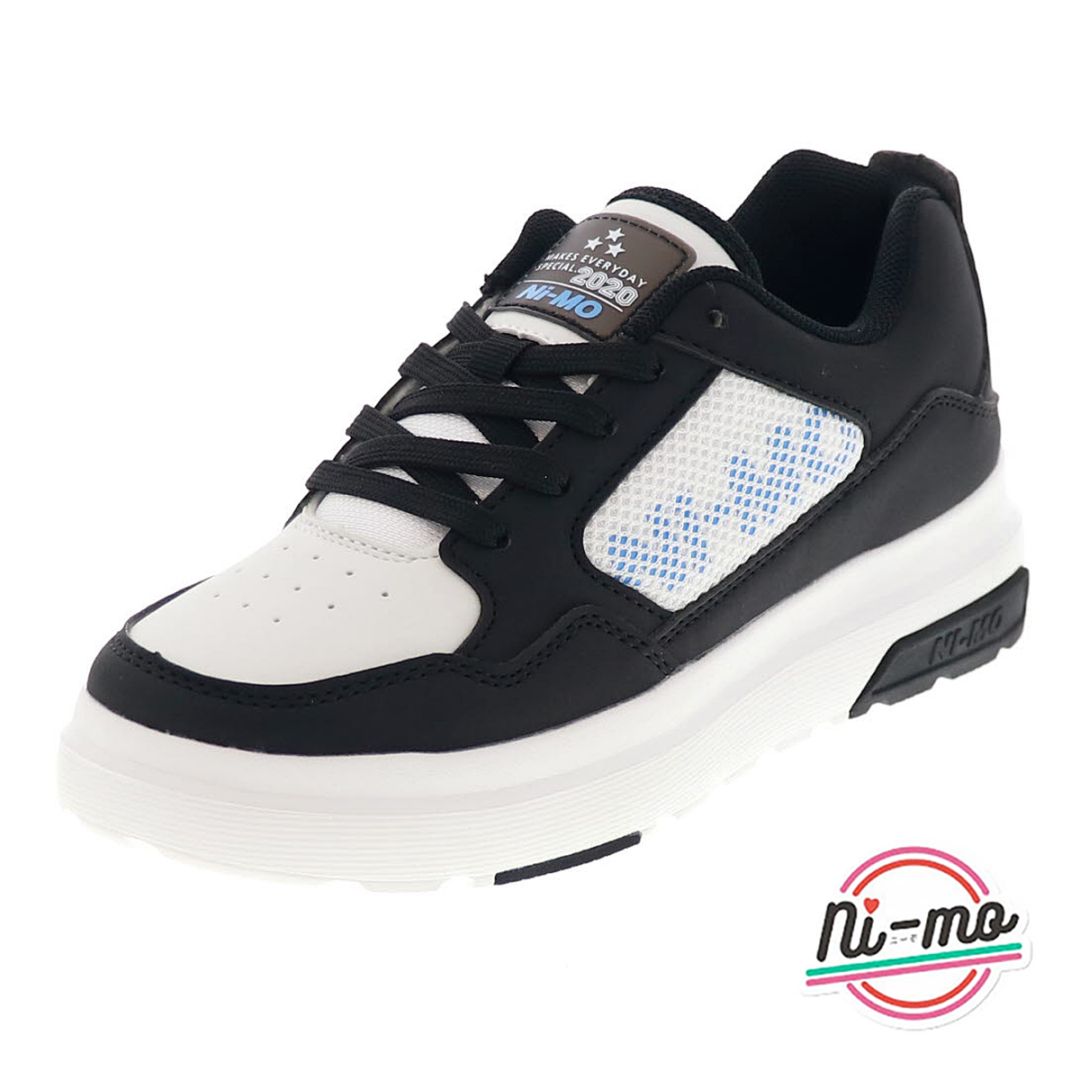 ニーモ ni-mo キッズ スニーカー ジュニア シューズ NM J139 Awesome COURT ブラック×ホワイト コートタイプ 女の子 ガールズ エアークッション 厚底 防臭 抗菌 普通幅 2E ムーンスター ダンスシューズ