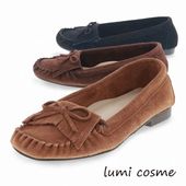 レディース モカシン シューズ リボン スエード レザー フラット オリジナル 日本製 lumi Cosme 294-2092 ダークブラウン/キャメル/ブラック|ラ行|ブランド一覧