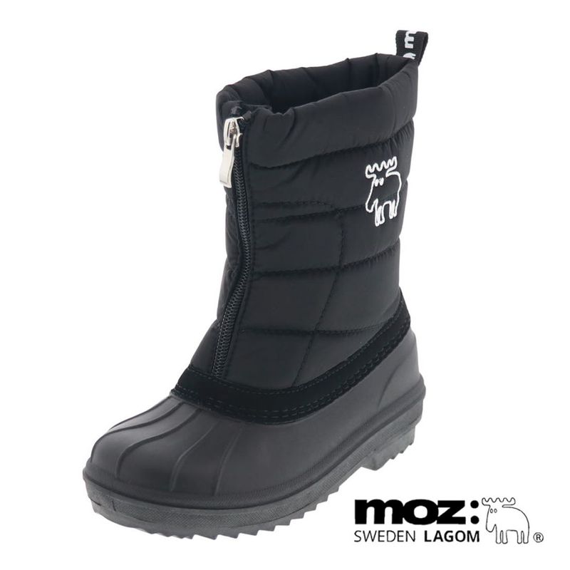 モズ MOZ キッズ ブーツ ジュニア ブーツ スノトレ 子供靴 防寒 防水 もこもこファー ファスナータイプ MZ-72151S 黒 ブラック 19.0cm～25.0cm