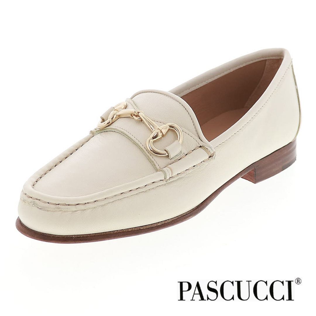 PASCUCCI パスクッチ ローファー 3238 レディース ビットローファー レザー フラットシューズ 革靴 イタリア製 BURRO アイボリー