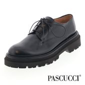 PASCUCCI パスクッチ 9401 レディース カジュアルシューズ レースアップ 厚底シューズ ボリュームソール 革靴 イタリア製 NERO ブラック 黒|カジュアルシューズ|レディース