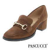 PASCUCCI パスクッチ パンプス 7485 レディース ビットパンプス スエード 太めのヒール 歩きやすい 靴 イタリア製 MARRONE ブラウン 茶色|パンプス|レディース