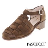 PASCUCCI パスクッチ グルカサンダル ストラップ 3010 レディース コンフォート サンダル レザー 歩きやすい 靴 太めのヒール イタリア製 ブラウン スエード|サンダル|レディース