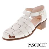 PASCUCCI パスクッチ グルカサンダル ストラップ 3010 レディース コンフォート サンダル レザー 歩きやすい 靴 太めのヒール イタリア製 ホワイト 白|サンダル|レディース