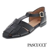 PASCUCCI パスクッチ グルカサンダル ストラップ 8073 レディース コンフォート サンダル レザー 歩きやすい 靴 フラットヒール イタリア製 ブラック 黒|サンダル|レディース