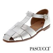 PASCUCCI パスクッチ グルカサンダル ストラップ 8073 レディース コンフォート サンダル レザー 歩きやすい 靴 フラットヒール イタリア製 シルバー|サンダル|レディース