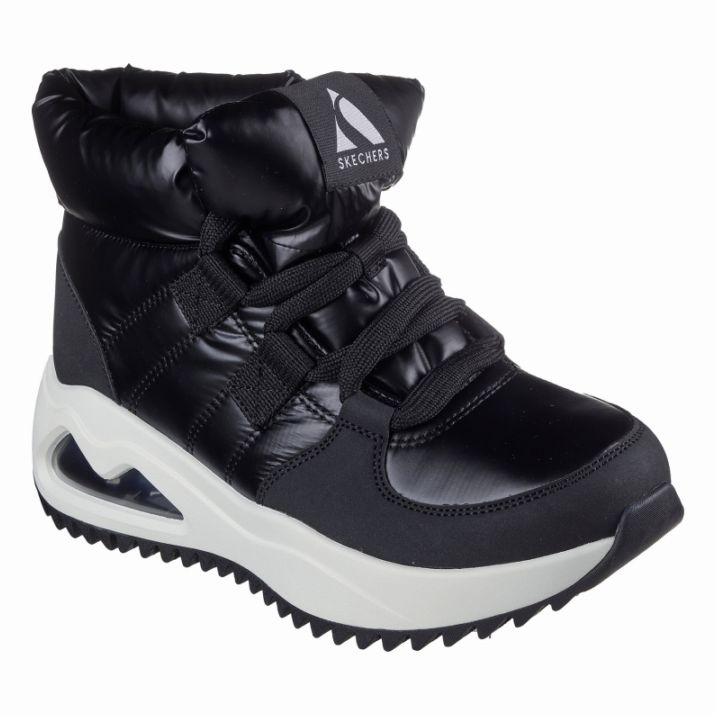 SKECHERS スケッチャーズ レディースブーツ スニーカーブーツ ウノ ピークス ムーン パフズ 177559 BLK ブラック 黒 防寒