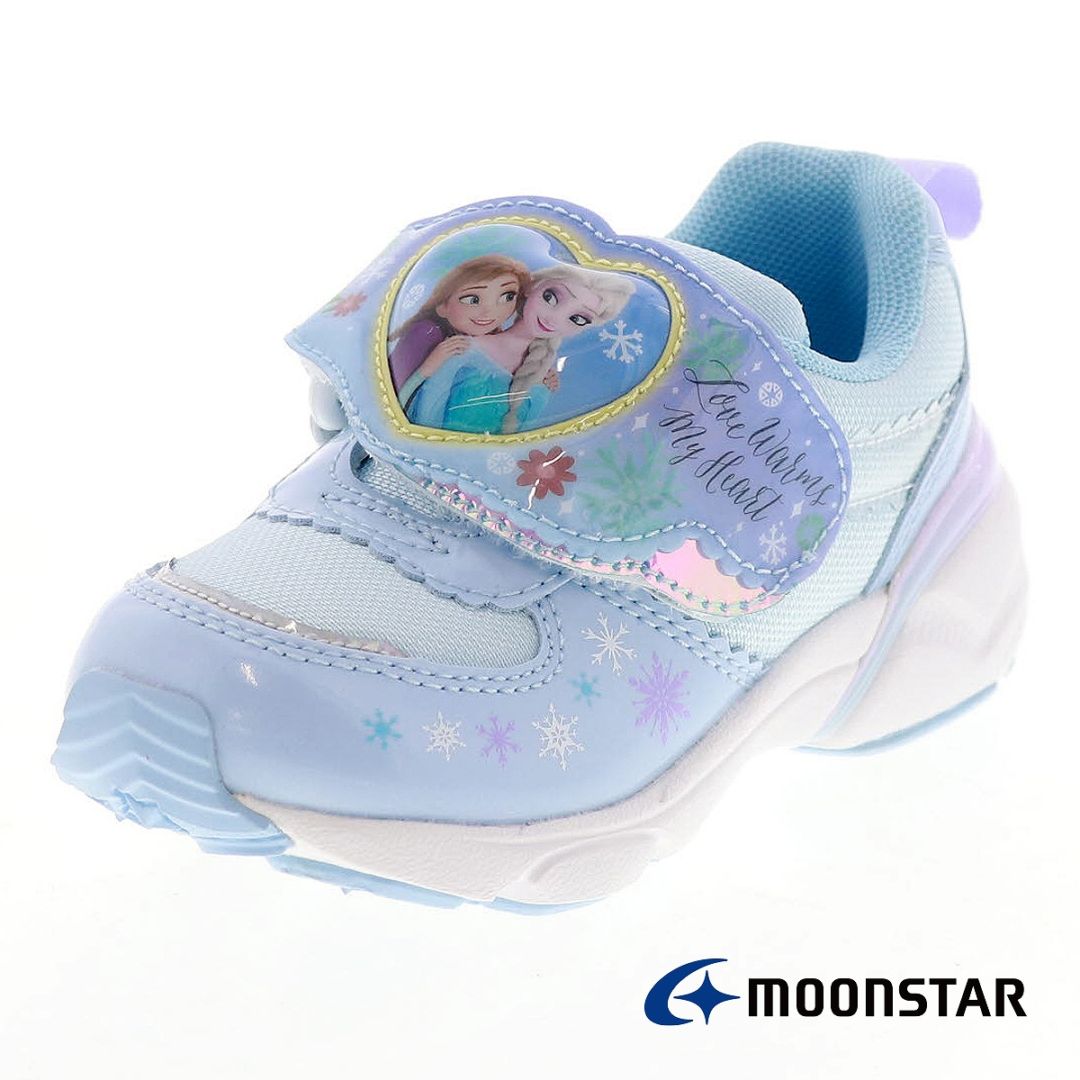 アナと雪の女王 ディズニー アナ エルサ キッズ スニーカー LEDシューズ バンドが光る 子供靴 ムーンスター DN C1366LE SAX サックス 抗菌防臭