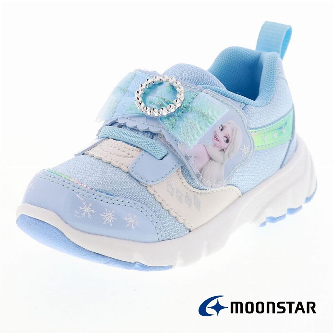 アナと雪の女王 ディズニー アナ エルサ キッズ スニーカー 子供靴 ムーンスター DN C1369 SAX サックス 抗菌防臭 洗えるインソール