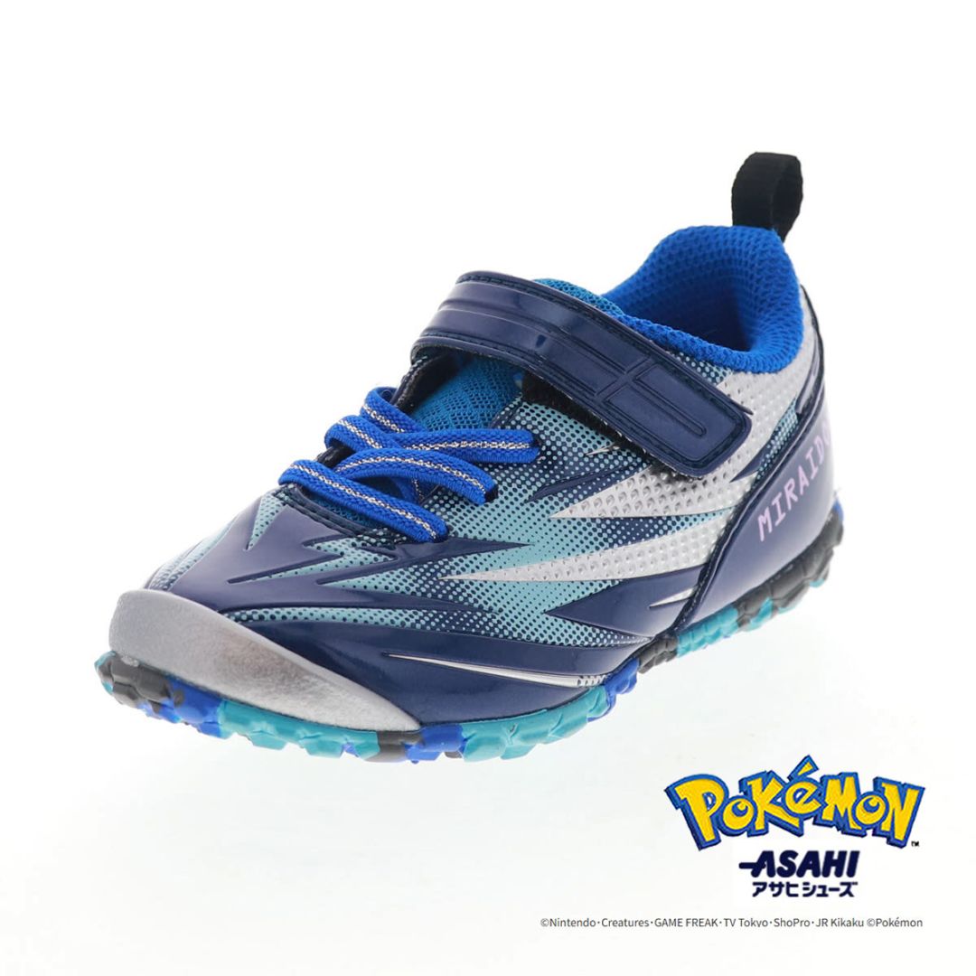 ポケモン ミライドン ガチ強 キッズ スニーカー ジュニア シューズ こども靴 運動靴 ベルクロベルト ゴム紐 アサヒシューズ ポケットモンスター P109 KC66571 ネイビー