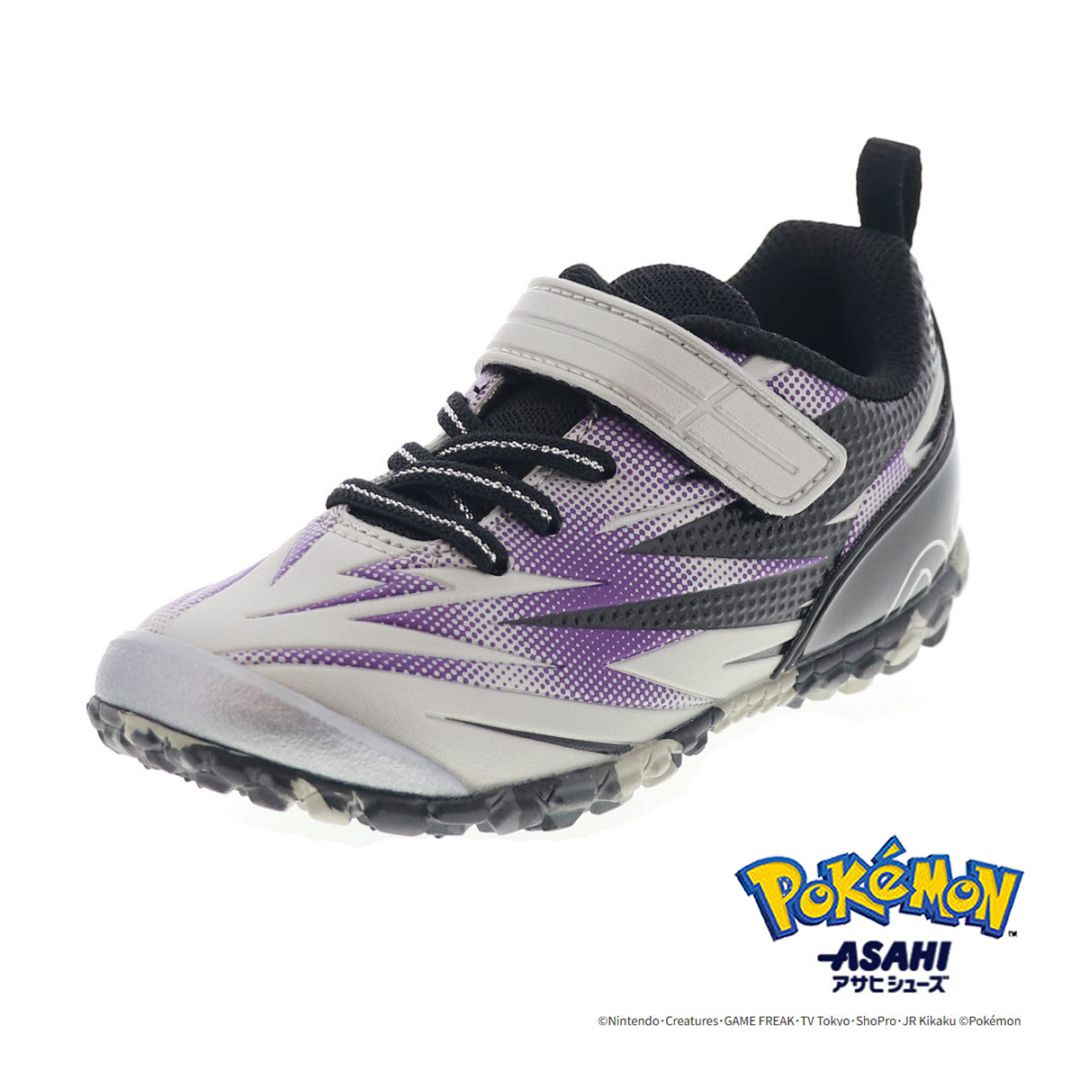 ポケモン ミュウツー ガチ強 キッズ スニーカー ジュニア シューズ こども靴 ベルクロ ゴム紐 アサヒシューズ ポケットモンスター P109 KC66573 シルバー