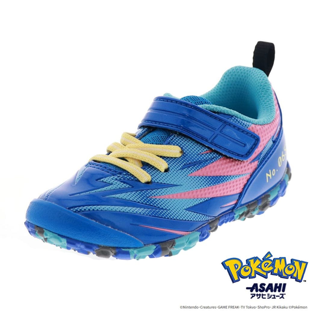 ポケモン ゲッコウガ ガチ強 キッズ スニーカー ジュニア シューズ こども靴 ベルクロ ゴム紐 アサヒシューズ ポケットモンスター P109 KC66575 ブルー・サックス