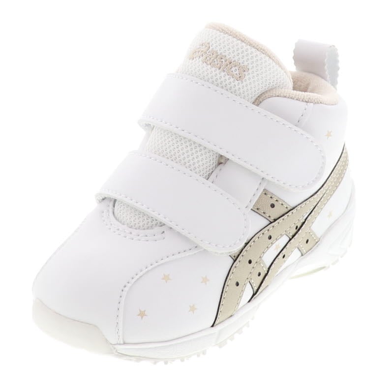 アシックス スクスク ベビー シューズ 足に優しい 子供靴 GDランナーBABY ミドルカット 1144A004-100 星柄 ホワイト/シャンパンゴールド 13.0cm〜16.0cm