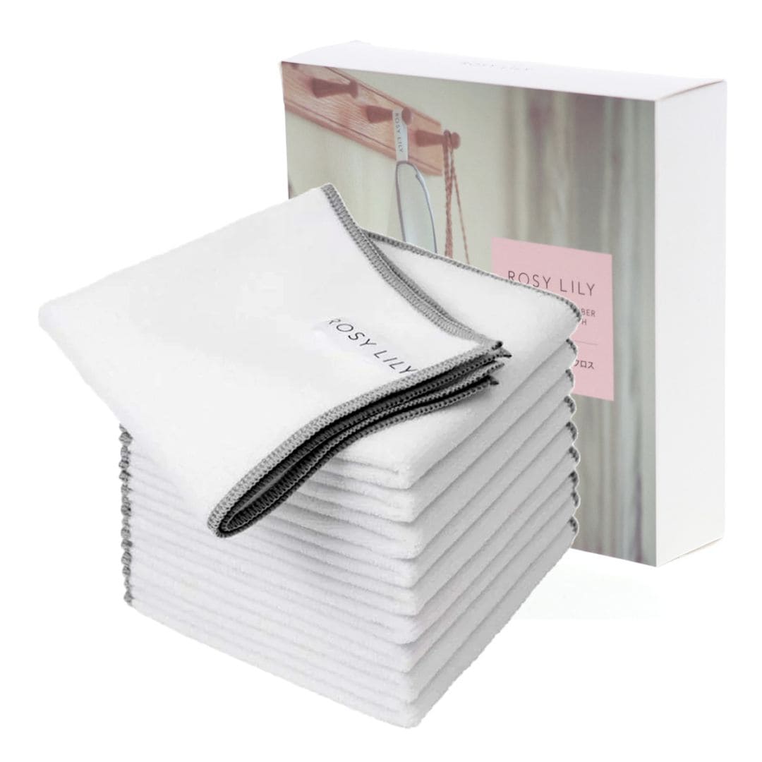 ROSY LILY ロジーリリー マイクロファイバークロス 10枚セット 30cm×30cm シューズケア 汚れを落とし ループ付き タオル 