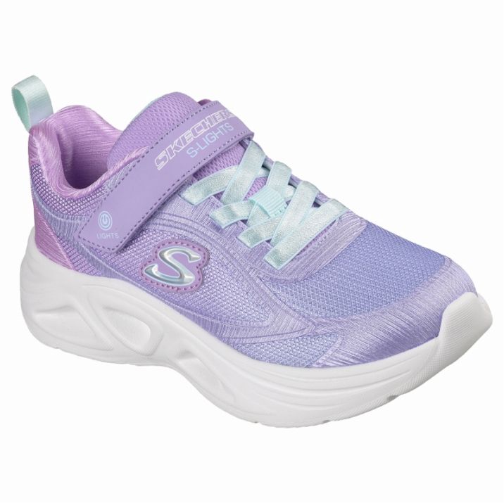 SKECHERS スケッチャーズ キッズ スニーカー 光る靴 Sライツ スケッチャーズ ソラ グロウ 2.0 303729L LVAQ ラベンダー/アクア