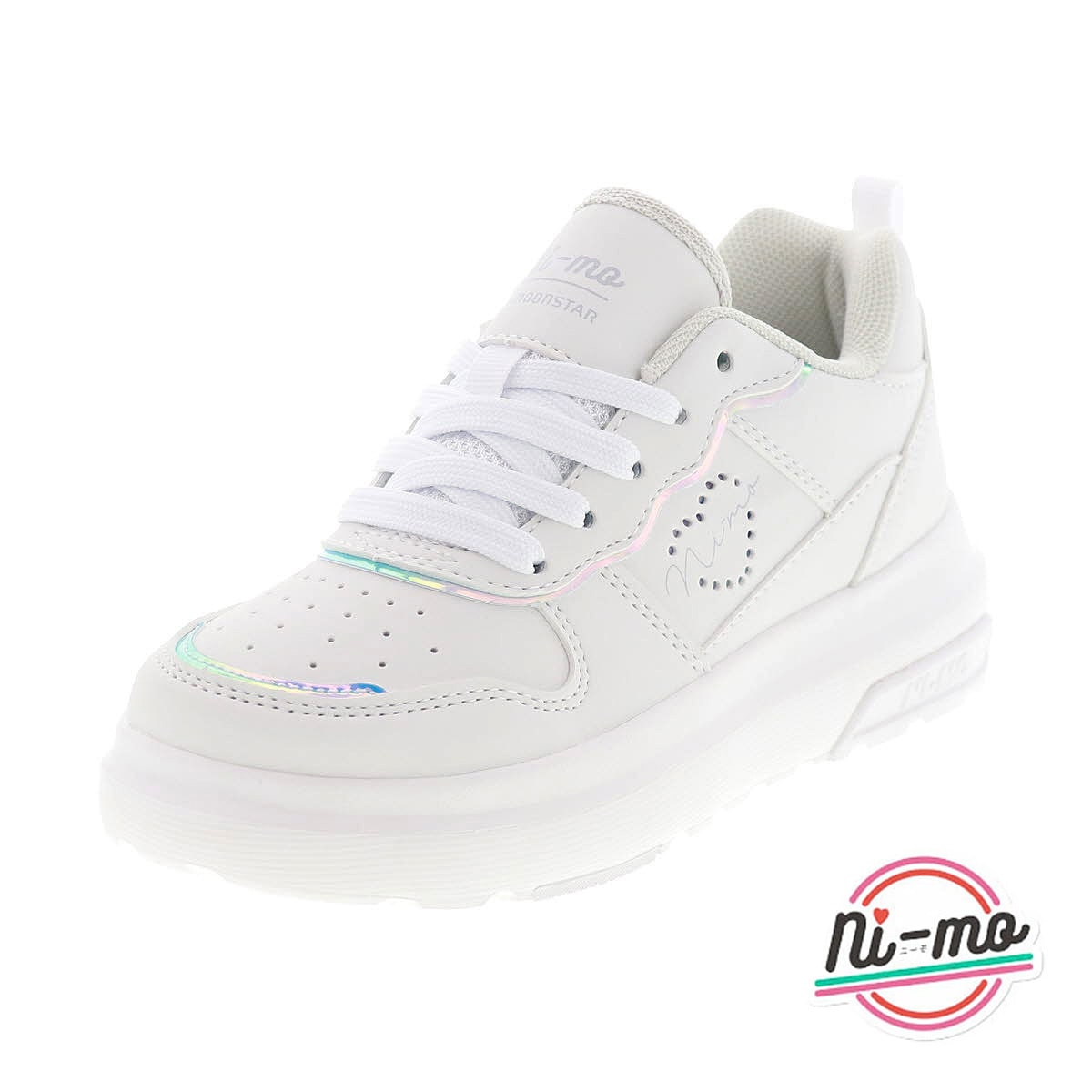ニーモ Ni-mo ムーンスター NM J150 コアコート キッズ スニーカー ジュニア コートシューズ 女の子 ガールズ キラキラ 抗菌防臭 ホワイト
