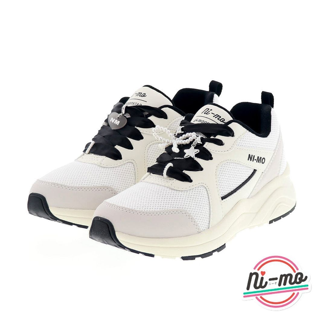 ニーモ Ni-mo ムーンスター NM J145 デコ Cuugal コラボ キッズ スニーカー ジュニアシューズ 女の子 ガールズ キラキラ 抗菌防臭 ホワイト