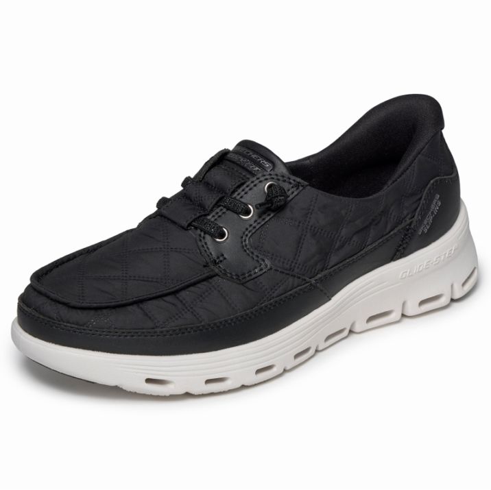 SKECHERS スケッチャーズ スリップインズ グライドステップ セリーン - コージーフィット ニューポート レディース スニーカー 139005 BKW ブラック/ホワイト　