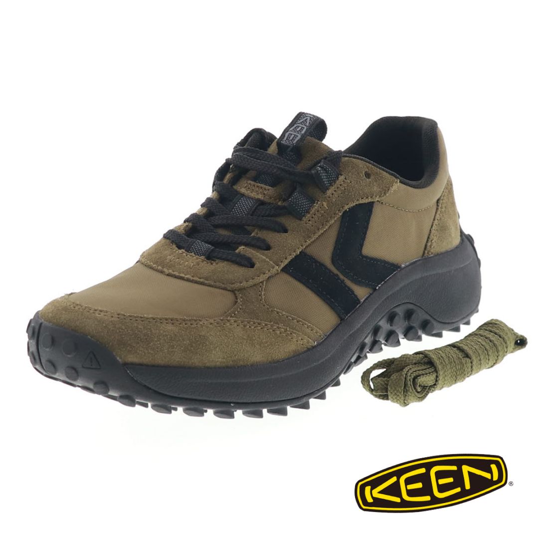 KEEN キーン メンズ スニーカー ローカット ケーエス86 KS86 1031797 Dark Olive/Black ダークオリーブ レザー メッシュ 替え紐付き