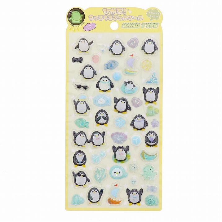 ひかる! ちゅるうる ジェルシール ハードタイプ 801031 ペンギン かわいい 立体 ぷくぷく シール交換 女の子