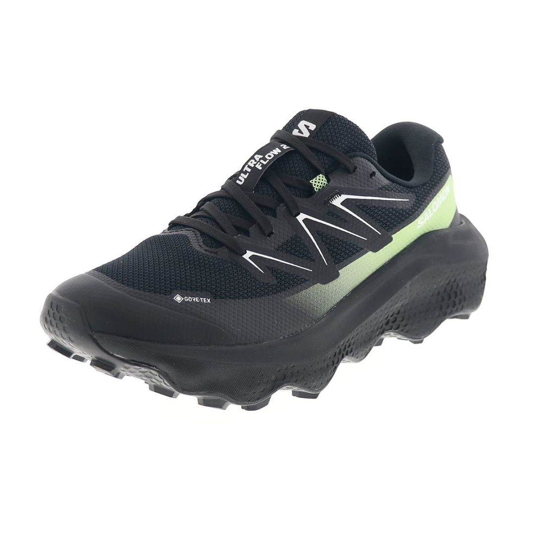 サロモン メンズ スニーカー 男性用 トレイル ランニングシューズ アウトドア SALOMON ULTRA FLOW 2 GORE-TEX 防水 479814 27 V0 ブラック/グリーン