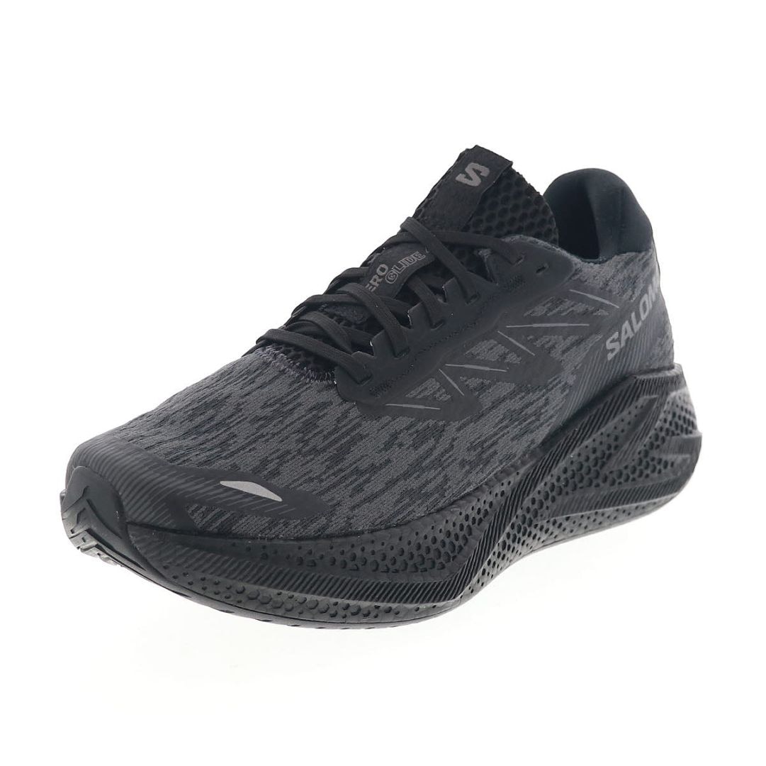 SALOMON サロモン AERO GLIDE 4 メンズ スニーカー 男性用 ランニングシューズ 運動靴 軽量 メッシュ 491469 28 VO ブラック/ブラック/アスファルト