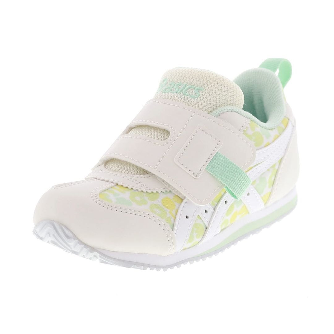 asics アシックス キッズ スニーカー SUKU2 スクスク IDAHO MINI アイダホミニ KT-ES G 2 1144A440-100 オフホワイト×ホワイト 女の子 花柄 面ファスナー 1本ベルト