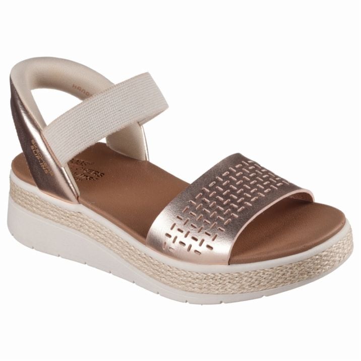 SKECHERS スケッチャーズ レディース サンダル スリップインズ ボブス サン レイ ステップ アサイド 114415 RSGD ローズゴールド