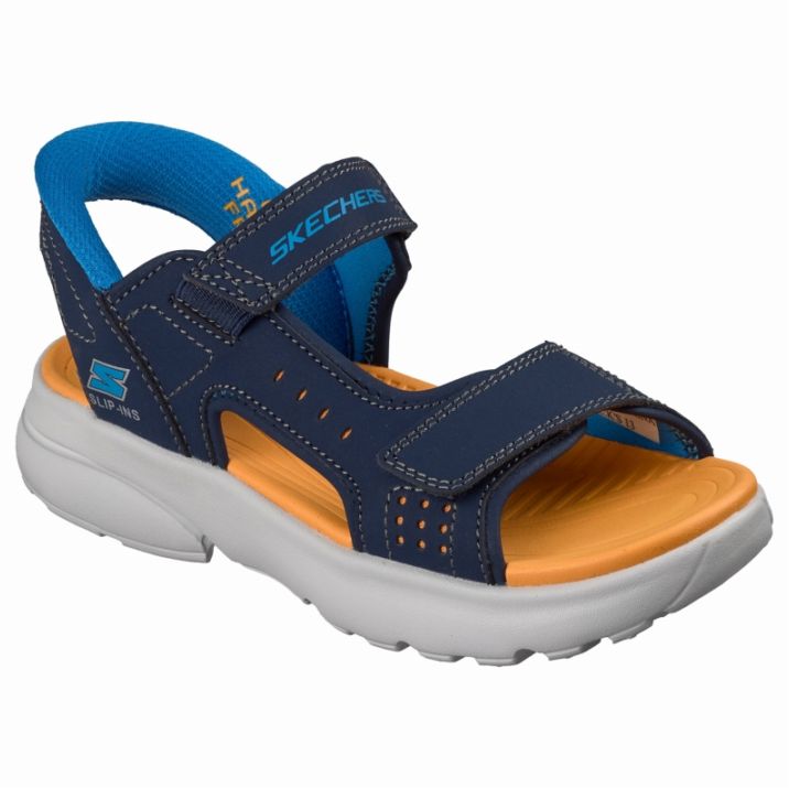 SKECHERS スケッチャーズ キッズ サンダル ジュニア スリップインズ レイザー スプラッシュ 407014L NVOR ネイビー/オレンジ