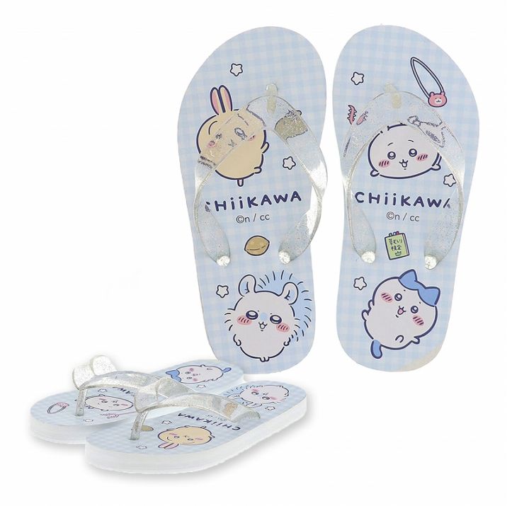 ちいかわ キッズ フラットサンダル ビーチサンダル ハチワレ うさぎ モモンガ 236821 サックス ブルー 青 18.0cm〜20.0cm