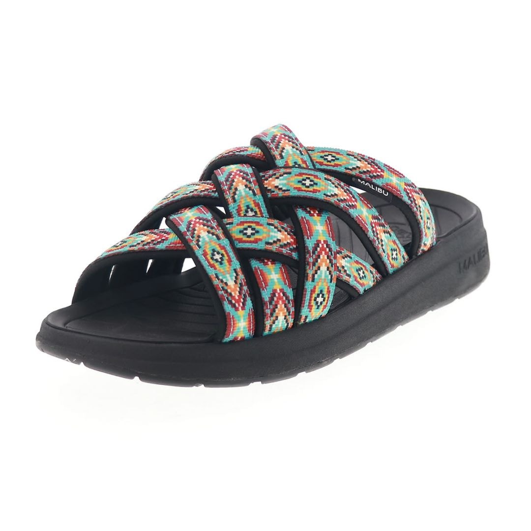 マリブサンダルズ レディースサンダル スライドサンダル カジュアル スリッポン シューズ MALIBU SANDALS ZUMA LX MS02-4026 GREEN NATIVE/BLACK グリーン マルチカラー