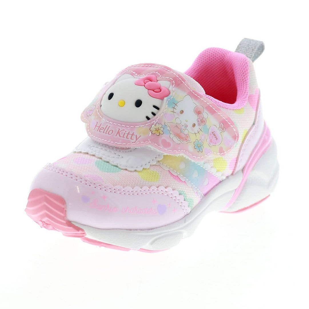 サンリオ ハローキティ キッズ スニーカー 光る LEDシューズ キラキラ かわいい 子供靴 ベルクロベルト ムーンスター SA C040LE ピンク Ag+抗菌防臭